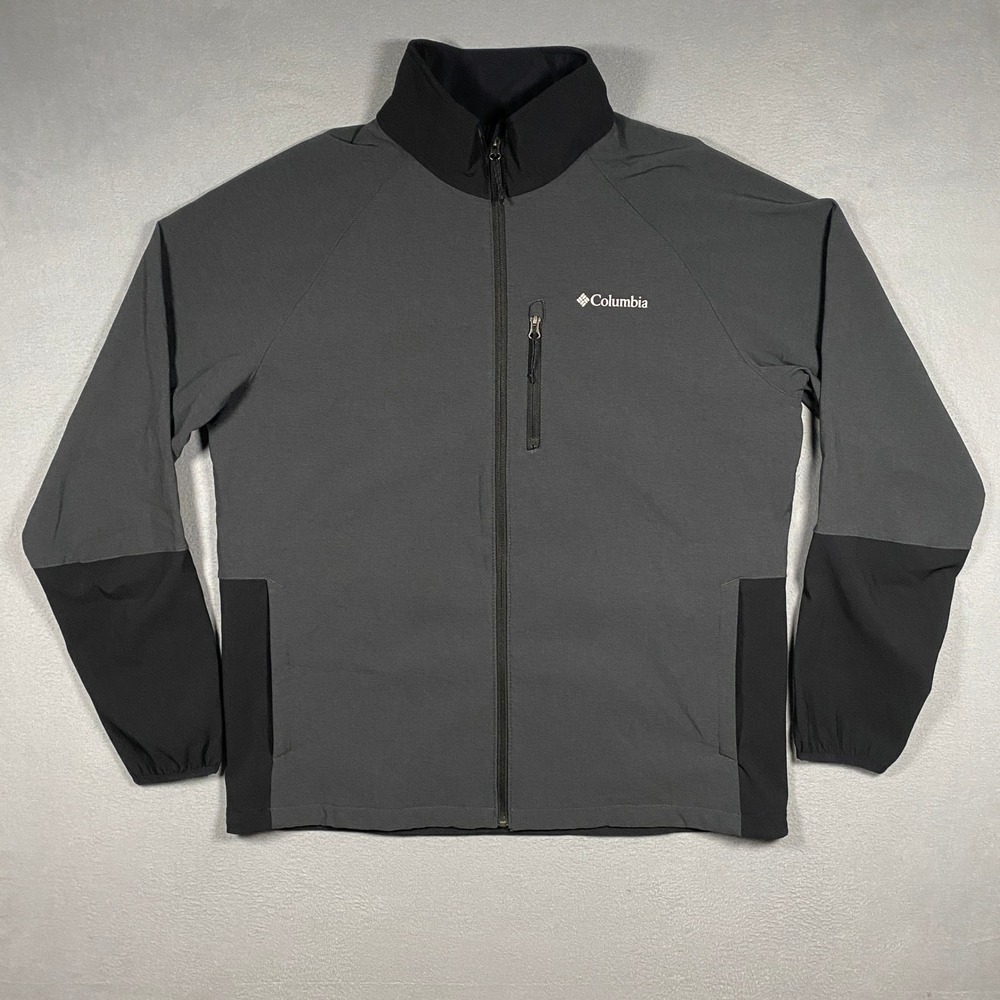 Columbia Ascender Softshell Jacket Mens XL Grey Black Full Zip XM8823